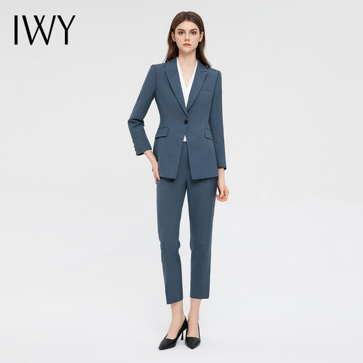 IWY/气质雾霾蓝西装套装女时尚干练总裁正装秋冬长袖商务工作服C13318+P13318 商品图6