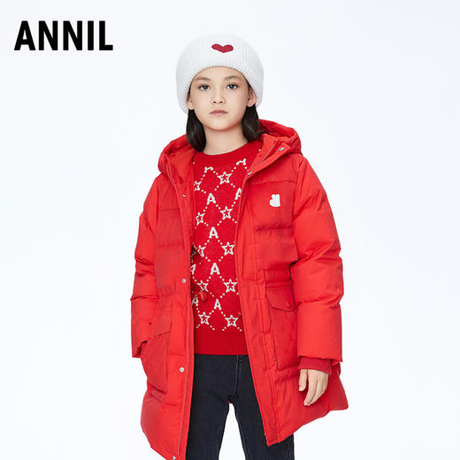 【极寒-15~-5℃】女童收腰长款羽绒服外套85%鸭绒安奈儿童装实体店同款AG345627 商品图1