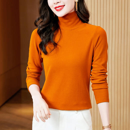 简约百搭，新款纯色澳绒高领加厚长袖T恤保暖内搭打底衫KQL-E37M2756 商品图4