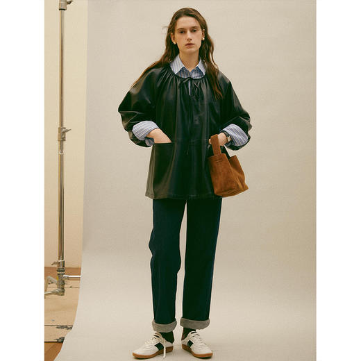 Even Vintage丨环保蛋白皮 气质套头叠穿蓬蓬皮衣高级百搭外套女 商品图1