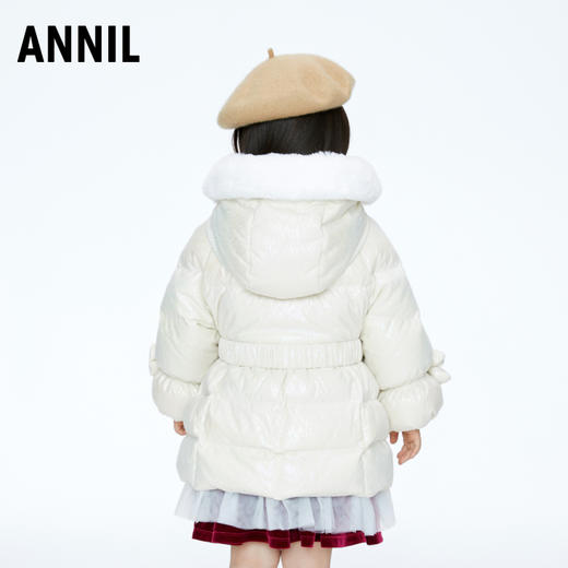 【实体店同款】女童甜美可爱75%鸭绒收腰中长款羽绒服可脱卸毛领2023年冬季新款安奈儿童装XG345652 商品图3