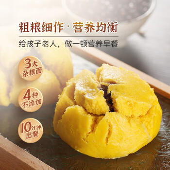 在旗皇馍馍640g 8个 枣泥豆沙馅早餐糜子面黄馍馍杂粮食品速食半成品 商品图1
