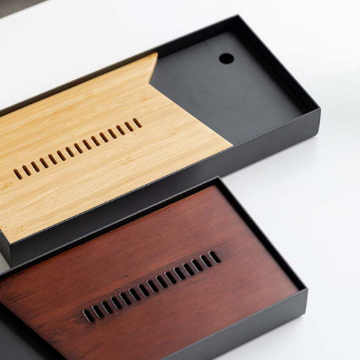 无闻 长方形竹制觅何竹盘禅意干泡盘储水式茶水托盘家用客厅泡茶盘 商品图6