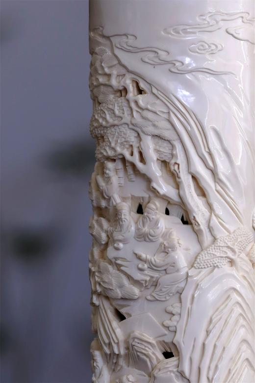 琴棋书画°猛犸牙雕香筒6.5*22cm 商品图8