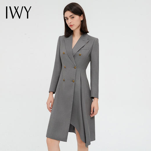 IWY/灰色西装连衣裙女双排扣设计感售楼部前台工作服商务正装Q13326 商品图2