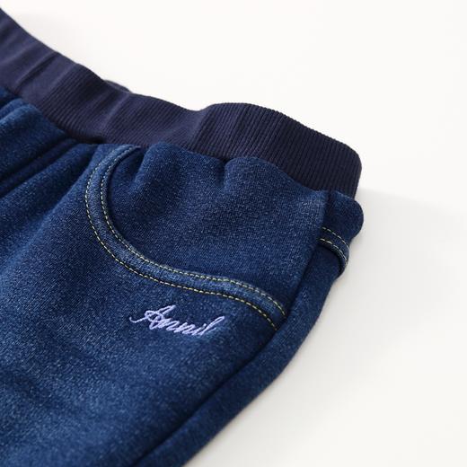 ☆【实体店同款】女童高弹保暖加绒全腰针织牛仔长裤2023年冬季新款安奈儿童装AG346778 商品图3