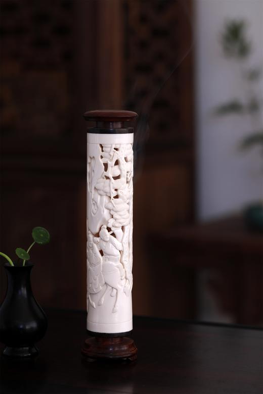 长亭告别°猛犸牙雕香筒4.5*20.5cm 商品图2