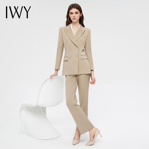 IWY/卡其色西装套装女英伦风主持人正装气质白领职业装教资正装C13317+P33317 商品图5