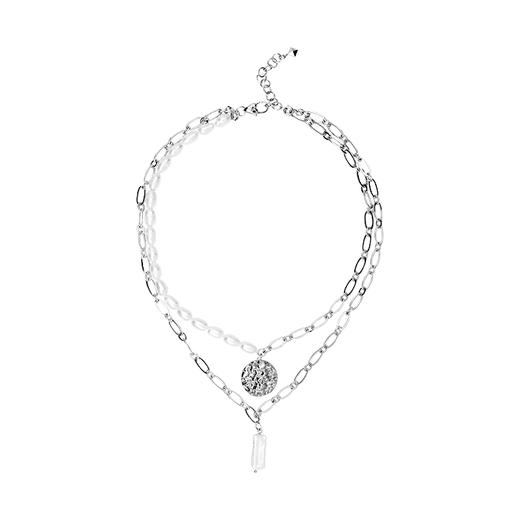 双层可拆卸天然珍珠圆牌项链 商品图5