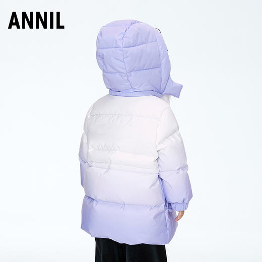 ☆【实体店同款】女童渐变防风防水防油80%鹅绒中长款羽绒服收腰派克服版型2023年冬季新款安奈儿童装XG345642 商品图3