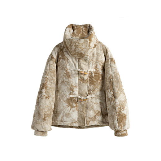 绽放984朵/2023冬新款文艺复古花色扎染晕染大立领防风加厚羽绒服 商品图3