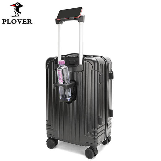 PLOVER运动款拉杆箱手机支架旅行箱水杯架密码箱USB充电登机箱GD2712 黑色 24寸 GD2712-24A 商品图4