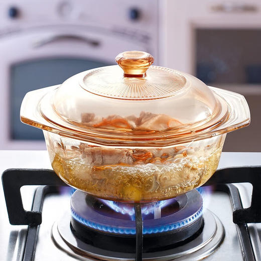 康宁（VISIONS）小汤锅燃气灶玻璃锅 美国康宁双耳汤锅晶彩透明锅 高汤火锅煮锅 0.8L晶钻锅 商品图4