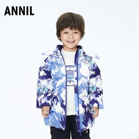 ☆【实体店同款】男童萌趣雪豹75%鸭绒中长款羽绒服可拆卸发光护目镜2023年冬季新款安奈儿童装XB345664
