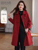 【年终特卖】熙世界红色牛角扣毛呢大衣设计感秋冬款加厚夹棉呢子外套中长款 商品缩略图0