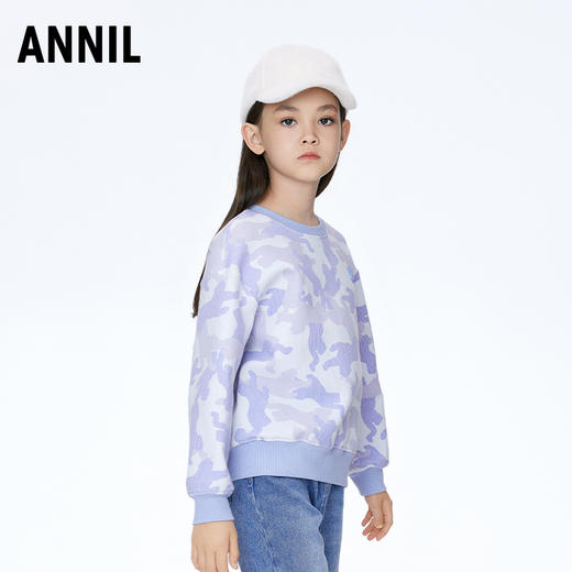 ☆【实体店同款】女童潮流雪豹印花圆领长袖卫衣2023年秋季新款安奈儿童装AG341780 商品图1