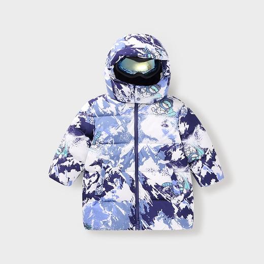 ☆【实体店同款】男童萌趣雪豹75%鸭绒中长款羽绒服可拆卸发光护目镜2023年冬季新款安奈儿童装XB345664 商品图3