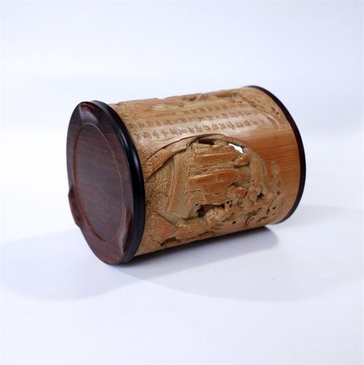 镂雕西园雅集°竹雕笔筒13x16.5cm 商品图6