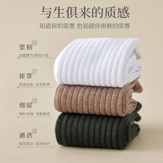 洁丽雅3双装长筒男袜精梳棉加厚毛圈保暖减震消臭时尚袜子男 商品图1