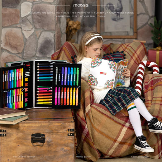 Mobee圣诞款艺术礼盒 2023圣诞款儿童艺术礼盒 可水洗水彩笔套装 商品图7
