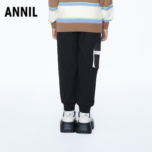 ☆【实体店同款】男童时尚潮酷加绒全腰针织长裤2023年冬季新款安奈儿童装AB346741 商品图3
