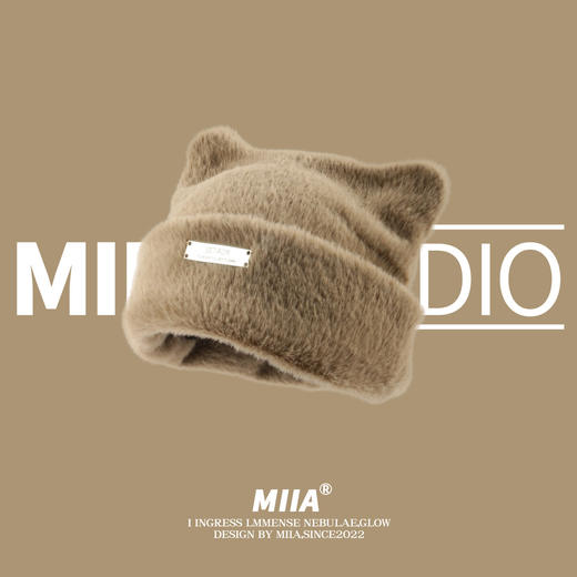  双12抢先购！【魅力绽放！时尚新款】韩国新款可爱猫耳朵仿貂毛针织帽，冷帽毛线帽子女时尚百搭包头帽潮，多色可选 手感舒适 柔软包裹，温暖呵护 商品图3