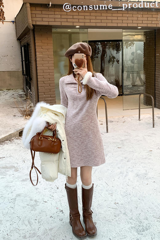 <曾小咸推荐>【嗲精学妹】紫色Polo领连衣裙 商品图5