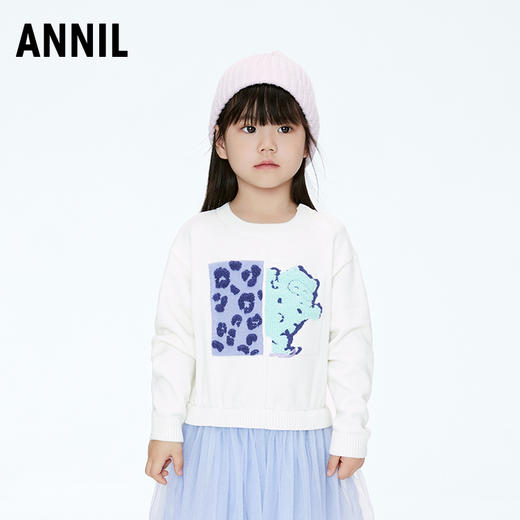 ☆【实体店同款】女童甜美可爱蓬松针织连衣裙2023年冬季新款安奈儿童装XG343807 商品图0