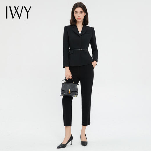 IWY/高端黑色西装套装女新款气质商务公务员面试正装售楼部工作服C13315+P13315 商品图1