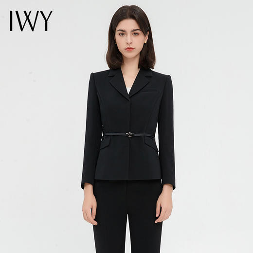 IWY/高端黑色西装套装女新款气质商务公务员面试正装售楼部工作服C13315+P13315 商品图4
