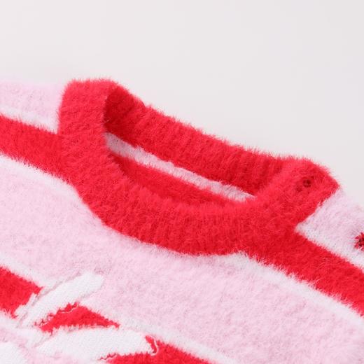 【实体店同款】女童萌趣小兔毛绒条纹圆领针织衫2023年冬季新款安奈儿童装XG344757 商品图4