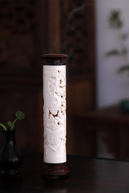 长亭告别°猛犸牙雕香筒4.5*20.5cm 商品图3