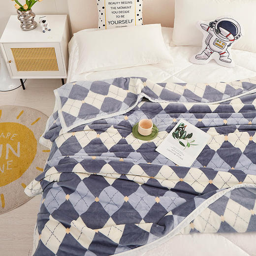 啄木鸟(PLOVER)雪貂绒毛毯-英伦格ZMN-RT009 商品图5