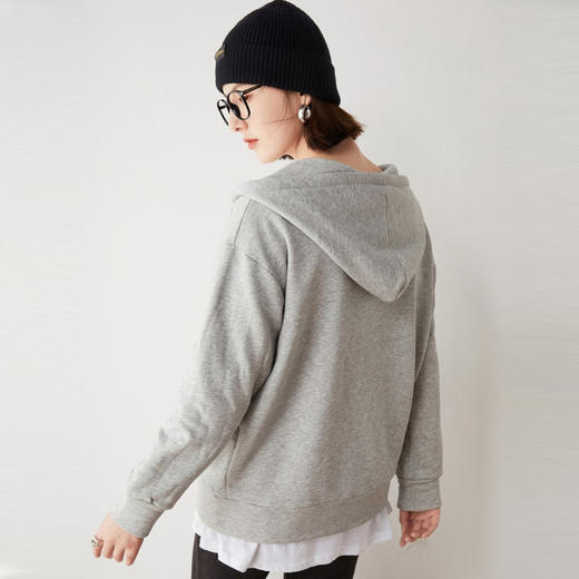 纤束马加绒男女同款拉链华棉连帽卫衣 商品图2