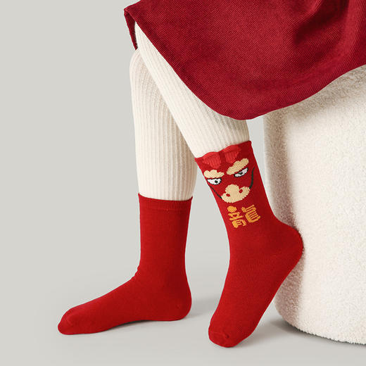 【柔软龙年袜！柔软舒适】儿童袜子2023冬龙年大吉红色，新年袜棉无骨可爱男女童袜子，多尺码选，可爱陪伴 暖心呵护娃宝小脚 商品图3
