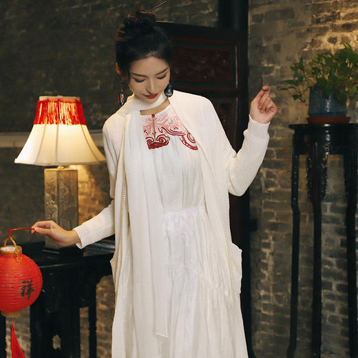 清韶伴风纯色针织长开衫 | 杨丽萍同款 |现货加急发  商品图2