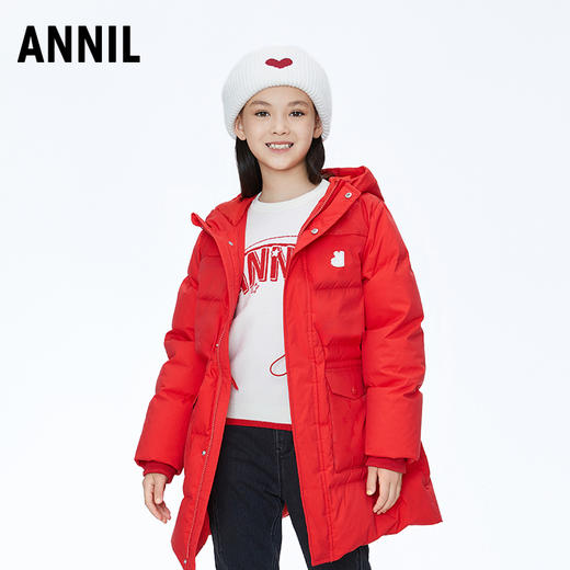 【极寒-15~-5℃】女童收腰长款羽绒服外套85%鸭绒安奈儿童装实体店同款AG345627 商品图0