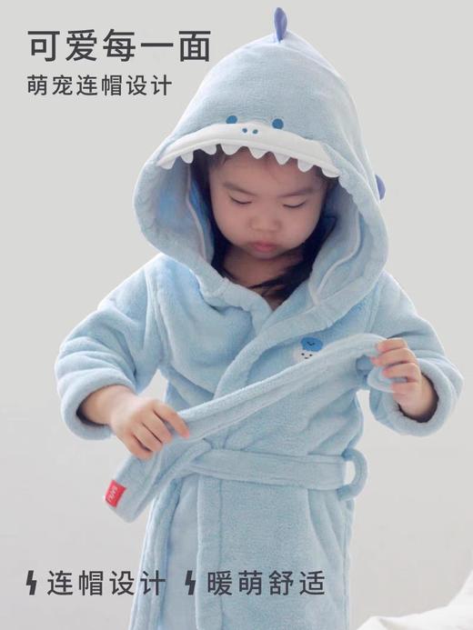 三利儿童浴袍女童吸水带帽男童连帽睡袍冬季加厚可穿式斗篷浴巾 商品图3