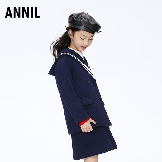【实体店同款】女童甜美毛呢海军领针织外套2023年冬季新款安奈儿童装AG345625 商品图2