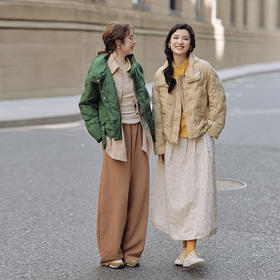 绽放771朵/安心羽绒服白鹅绒压花胶印工艺爱心几何纹理立领鹅绒服