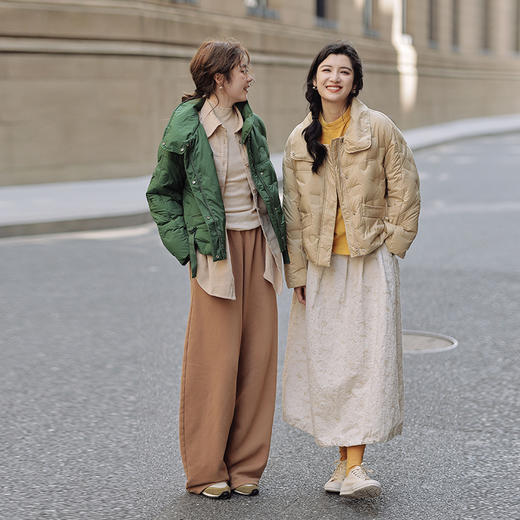 绽放771朵/安心羽绒服白鹅绒压花胶印工艺爱心几何纹理立领鹅绒服 商品图0