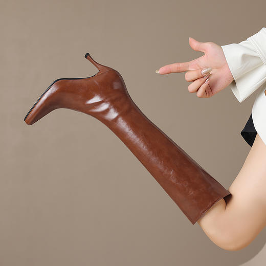 冬季新款，纯色复古风高跟长靴XCC-X6121 商品图1