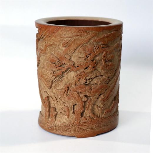 庆寿图(周穆王参拜王母)°竹雕笔筒13*15cm 商品图2