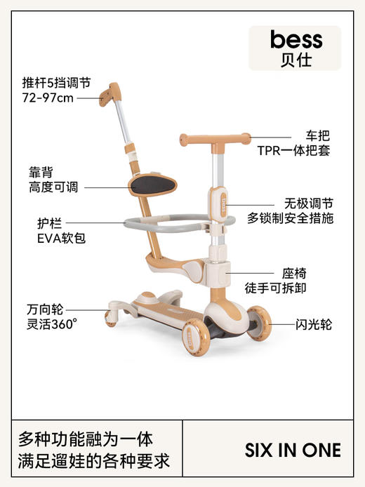 贝仕发明家儿童滑板车 商品图5