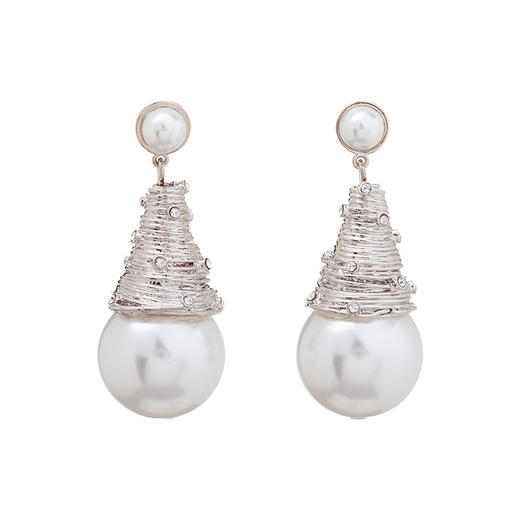 螺旋锥形大珍珠耳钉 商品图4