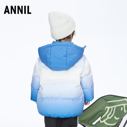 【实体店同款】男童时尚渐变85%鸭绒中长款羽绒服可脱卸帽子2023年冬季新款安奈儿童装XB345668 商品图2