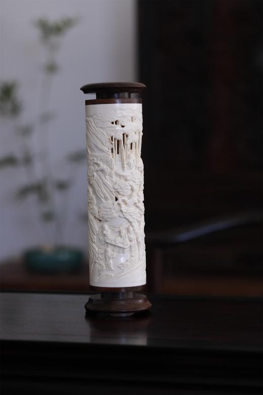 琴棋书画°猛犸牙雕香筒6.5*22cm 商品图3