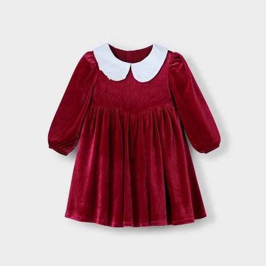 【实体店同款】女童优雅丝绒泡泡袖长袖连衣裙2023年冬季新款安奈儿童装XG343811 商品图4