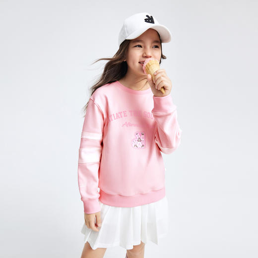 男童女童卫衣春新款圆领长袖运动休闲时尚拼接上衣安奈儿童装EM411013 商品图1