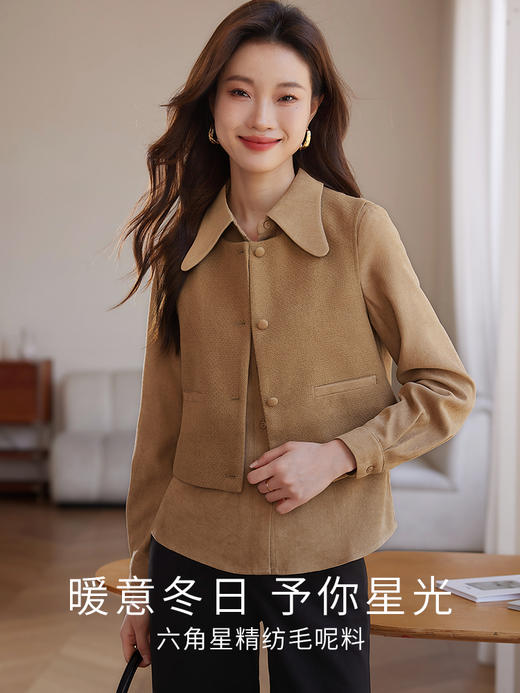 【99元福袋，不支持退换】熙世界磨绒衬衫毛呢马甲两件套装女2025秋冬款小个子穿搭一整套 商品图3